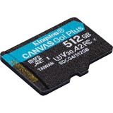 Kingston 512 GB microSDXC Canvas Go! Plus Gen4 200R A2 U3, enkelt pakke uden ADP, Hukommelseskort Sort, enkelt pakke uden ADP, 512 GB, MicroSD, Klasse 10, UHS-I, 200 MB/s, 160 MB/s