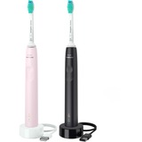 Philips Sonicare 3100 series 3100 series HX3675/15 2x Sonisk eltandbørste - Sort/Rose, El-tandbørste Sort/Rosa, Voksen, Sonisk tandbørste, Daglig pleje, 31000 Omdrejninger pr. minut, Sort, Lyserød, 2 min