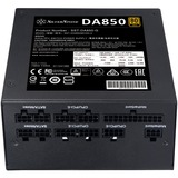 SilverStone DA850-G enhed til strømforsyning 850 W 20-pin ATX ATX Sort, PC strømforsyning Sort, 850 W, 90 - 264 V, 47 - 63 Hz, Aktiv, 110 W, 846 W