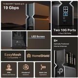 TP-Link Archer BE800 trådløs router Multi-Gigabit Ethernet Tri-band (2,4 GHz/5 GHz/6 GHz) Sort, Rustfrit stål, Mesh router Wi-Fi 7 (802.11be), Tri-band (2,4 GHz/5 GHz/6 GHz), Ethernet LAN, Sort, Rustfrit stål, Bordplade router