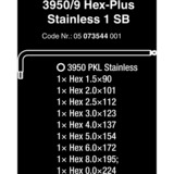 Wera 3950/9 Hex-Plus Stainless 1 SB vinkelnøglesæt, 9 dele, Skruetrækker rustfrit stål