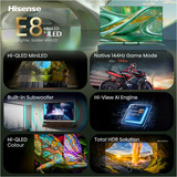 Hisense ULED 85E8S MiniLED, QLED TV Sort/mørk grå