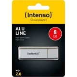 Intenso Alu Line USB-nøgle 8 GB USB Type-A 2.0 Sølv, USB-stik Sølv, 8 GB, USB Type-A, 2.0, 28 MB/s, Hætte, Sølv