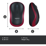 Logitech M185 mus Ambidextrous RF trådløst Optisk 1000 dpi Rød, Ambidextrous, Optisk, RF trådløst, 1000 dpi, Sort, Rød, Detail