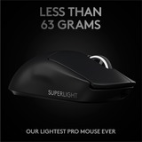 Logitech Pro X Superlight mus Højre hånd RF trådløst 25600 dpi, Gaming mus Sort, Højre hånd, RF trådløst, 25600 dpi, 1 ms, Sort