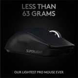 Logitech Pro X Superlight mus Højre hånd RF trådløst 25600 dpi, Gaming mus Sort, Højre hånd, RF trådløst, 25600 dpi, 1 ms, Sort