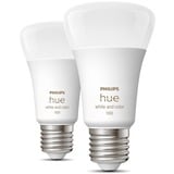 Philips Hue A60 - E27 pærer - 1100 - 2-pak, LED-lampe Philips Hue White and Color ambiance A60 - E27 pærer - 1100 - 2-pak, Smart pære, Bluetooth, Hvid, LED, E27, A60