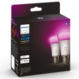 Philips Hue A60 - E27 pærer - 1100lm - 2-pak, LED-lampe Philips Hue White and Color ambiance A60 - E27 pærer - 1100lm - 2-pak, Smart pære, Hvid, Bluetooth/Zigbee, LED, E27, 2000 K