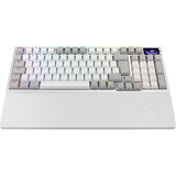 ASUS ROG Azoth 96 HE, Gaming-tastatur Hvid, DE-layout, ROG HFX V2, Kabel & trådløs, USB + RF Wireless + Bluetooth, Magnetic-mechanical key switch, QWERTZ, RGB LED, Hvid