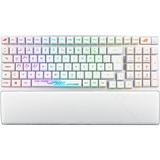 ASUS ROG Strix Scope II 96 RX Wireless tastatur Spil USB + RF Wireless + Bluetooth Hvid, Gaming-tastatur Hvid, DE-layout, ROG RX Red, 96%, Kabel & trådløs, USB + RF Wireless + Bluetooth, Optisk nøglekontakt, RGB LED, Hvid