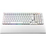 ASUS ROG Strix Scope II 96 RX Wireless tastatur Spil USB + RF Wireless + Bluetooth Hvid, Gaming-tastatur Hvid, DE-layout, ROG RX Red, 96%, Kabel & trådløs, USB + RF Wireless + Bluetooth, Optisk nøglekontakt, RGB LED, Hvid