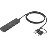 Digitus USB 3.0 Hub 4-ports slank linje, USB hub Sort