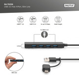 Digitus USB 3.0 Hub 4-ports slank linje, USB hub Sort