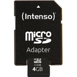 Intenso 4GB MicroSDHC Klasse 10, Hukommelseskort 4 GB, MicroSDHC, Klasse 10, 25 MB/s, Stødresistent, Temperaturbestandigt, Vandtæt, Røntgenbestandig, Sort