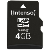 Intenso 4GB MicroSDHC Klasse 10, Hukommelseskort 4 GB, MicroSDHC, Klasse 10, 25 MB/s, Stødresistent, Temperaturbestandigt, Vandtæt, Røntgenbestandig, Sort