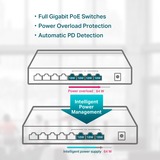 TP-Link TL-SG1008P netværksswitch Ikke administreret Gigabit Ethernet (10/100/1000) Strøm over Ethernet (PoE) Hasselnød Sort, Ikke administreret, Gigabit Ethernet (10/100/1000), Fuld duplex, Strøm over Ethernet (PoE)