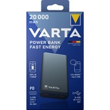 Varta Fast Energy 20000 Lithium polymer (LiPo) 20000 mAh Sølv, Power Bank grå, 20000 mAh, Lithium polymer (LiPo), Quick Charge 3.0, 3,7 V, Sølv
