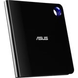 ASUS SBW-06D5H-U optisk diskdrev Blu-Ray RW Sort, Sølv, eksterne Blu-ray brænder Sort/Sølv, Sort, Sølv, Bakke, Desktop/Laptop, Blu-Ray RW, USB 3.1 Gen 1, 80,120 mm