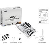 ASUS X870 MAX GAMING WIFI7 W AMD X870 Sokkel AM5 ATX, Bundkort Hvid, AMD, Sokkel AM5, AMD Ryzen 7000 Series, AMD Ryzen 8000 Series, AMD Ryzen 9000 Series, Sokkel AM5, DDR5-SDRAM, 256 GB