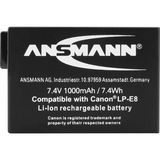 Ansmann A-Can LP-E8 Lithium-Ion (Li-Ion) 1000 mAh, Kamera batteri 1000 mAh, 7,4 V, Lithium-Ion (Li-Ion)