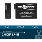 Ansmann A-Can LP-E8 Lithium-Ion (Li-Ion) 1000 mAh, Kamera batteri 1000 mAh, 7,4 V, Lithium-Ion (Li-Ion)