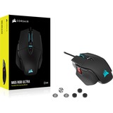 Corsair M65 RGB ULTRA mus Højre hånd USB Type-A Optisk 26000 dpi, Gaming mus Sort, Højre hånd, Optisk, USB Type-A, 26000 dpi, 1 ms, Sort