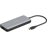 Digitus 8-port USB-C dockingstation, Docking station grå/Sort