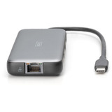 Digitus 8-port USB-C dockingstation, Docking station grå/Sort