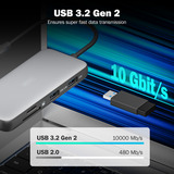Digitus 8-port USB-C dockingstation, Docking station grå/Sort