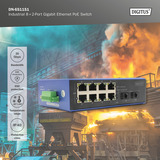 Digitus Industriel 8+2-port Gigabit Ethernet PoE, Switch 