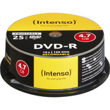 Intenso DVD-R 4.7GB, Printable, 16x 4,7 GB 25 stk, DVD tomme medier Printable, 16x, DVD-R, 120 mm, Printbar, Kageæske, 25 stk, 4,7 GB