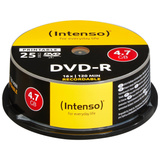 Intenso DVD-R 4.7GB, Printable, 16x 4,7 GB 25 stk, DVD tomme medier Printable, 16x, DVD-R, 120 mm, Printbar, Kageæske, 25 stk, 4,7 GB