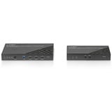 Lindy 70m Cat.6A HDMI 4K60 & Type C HDBaseT 3.0 KVM Extender, HDMI-udvidelse forlænger Sort