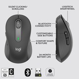 Logitech Signature M650 mus Højre hånd RF trådløs + Bluetooth Optisk 2000 dpi grafit, Højre hånd, Optisk, RF trådløs + Bluetooth, 2000 dpi, Grafit