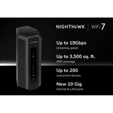 Netgear Nighthawk RS700S trådløs router 10 Gigabit Ethernet Tri-band (2,4 GHz/5 GHz/6 GHz) Sort Wi-Fi 7 (802.11be), Tri-band (2,4 GHz/5 GHz/6 GHz), Ethernet LAN, Sort, Bærbar router
