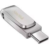 SanDisk Ultra Dual Drive Luxe USB-nøgle 128 GB USB Type-A / USB Type-C 3.2 Gen 1 (3.1 Gen 1) Rustfrit stål, USB-stik Sølv, 128 GB, USB Type-A / USB Type-C, 3.2 Gen 1 (3.1 Gen 1), 150 MB/s, Svirvel, Rustfrit stål