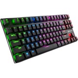 Sharkoon PureWriter TKL RGB tastatur USB QWERTY US engelsk Sort, Gaming-tastatur Sort, Amerikansk layout, Kailh Choc Low Profile Red, Ledningsført, USB, Mekanisk, QWERTY, RGB LED, Sort