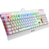 Sharkoon SKILLER SGK3 tastatur USB QWERTZ Tysk Hvid, Gaming-tastatur Hvid, DE-layout, Kalih brun, Fuld størrelse (100 %), USB, Mekanisk, QWERTZ, RGB LED, Hvid