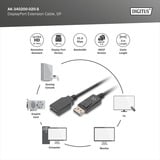 Digitus DisplayPort 1.2 forlængerledning, stik > hun Sort