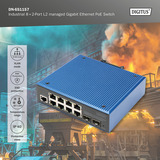 Digitus Industriel 8+2-port L2 administreret Gigabit Ethernet PoE-switch 