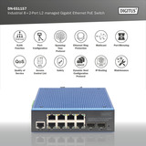 Digitus Industriel 8+2-port L2 administreret Gigabit Ethernet PoE-switch 