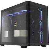 FSP M580-BP Midi Tower Sort, Towerkabinet Sort, Midi Tower, PC, Sort, ATX, micro ATX, Mini-ITX, Glas, SPCC, 16 cm