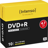 Intenso DVD+R 4.7GB, Printable, 16x 4,7 GB 10 stk, DVD tomme medier Printable, 16x, DVD+R, 120 mm, Printbar, Slimcase, 10 stk, 4,7 GB