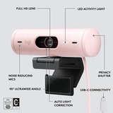 Logitech Brio 500, Webcam Rosa/Sort