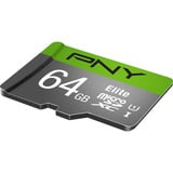 PNY Elite microSD 64 GB, Hukommelseskort grå/Grøn