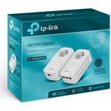 TP-Link TL-PA8033P KIT Power Line netværksadapter 1300 Mbit/s Ethernet LAN Hvid 2 stk, PowerLAN 1300 Mbit/s, IEEE 1901, IEEE 802.3, IEEE 802.3ab, IEEE 802.3u, Type E / F, Gigabit Ethernet, 10,100,1000 Mbit/s, HomePlug AV2
