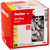 fischer Expansionspløk SX Plus 8x40, Dyvel Lys grå