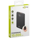 goobay Powerbank Kompakt 10.000 mAh, Power Bank Sort