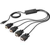 USB 2.0 - 4x RS-232 serielkabel Sort 1,5 m USB Type-A DB-9