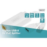 Digitus USB-A 5V PoE-splitter, PoE splitter Hvid